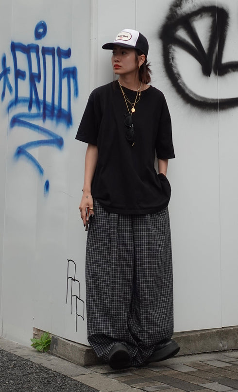 チェックボリュームラフパンツ